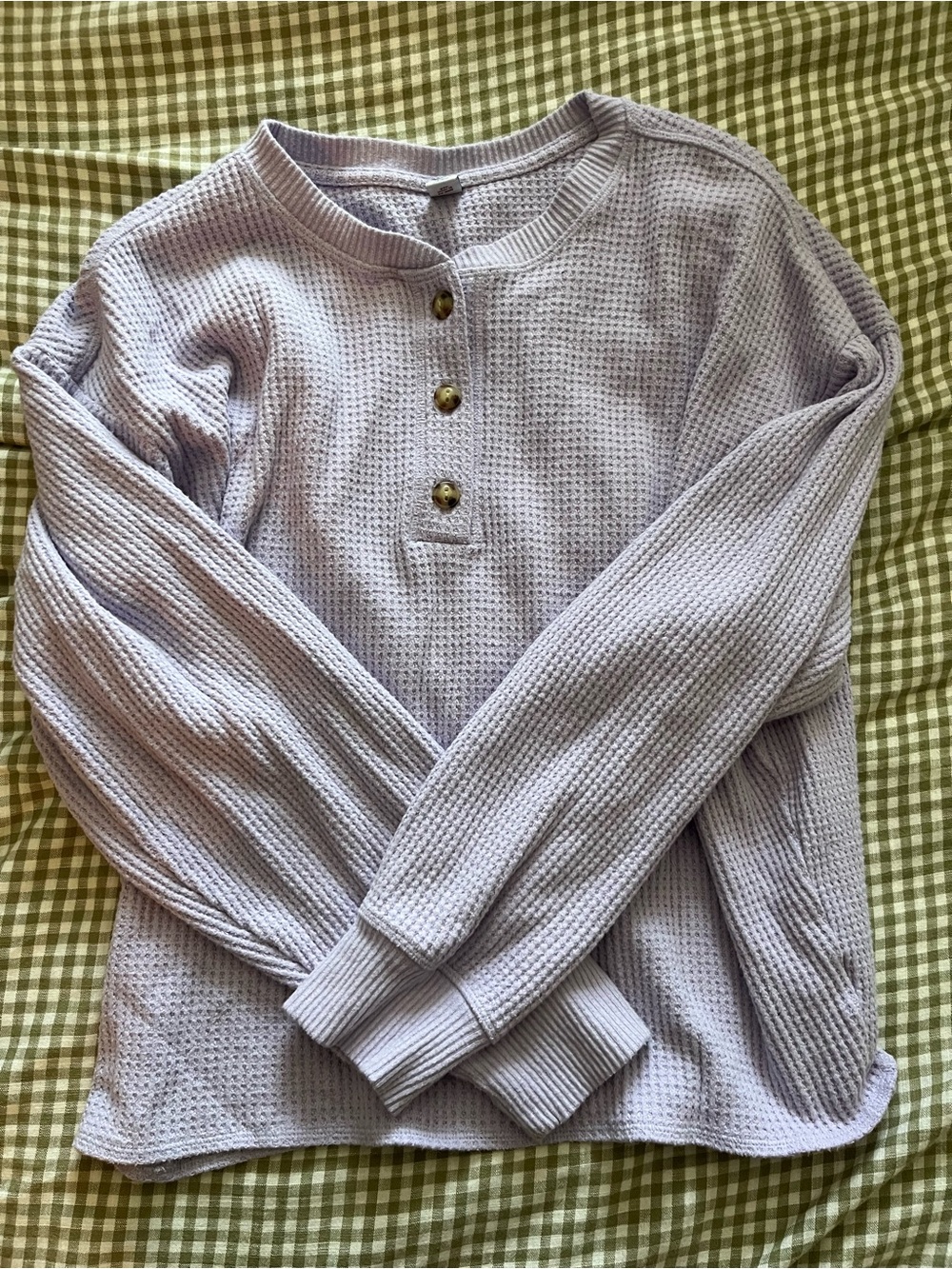 Old Navy Lilac Waffle Henley Hoodie Top
